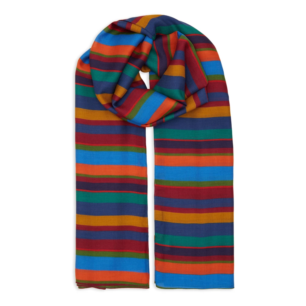 Gallo Lichtgewicht blauwe uniseks sjaal met veelkleurige strepen Multicolor Unisex