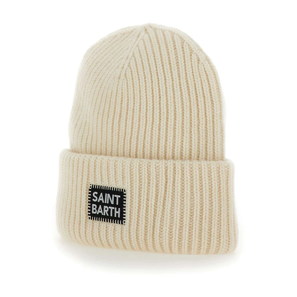 MC2 Saint Barth Roomwitte Wollen Kasjmierpet Geribbelde Textuur White Heren