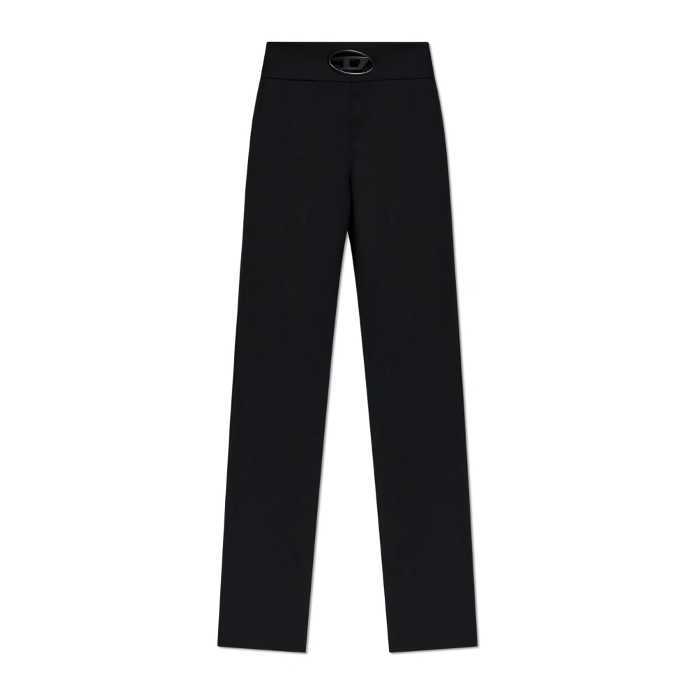 Diesel Zwarte hoge taille broek met ovaal logo Black Dames