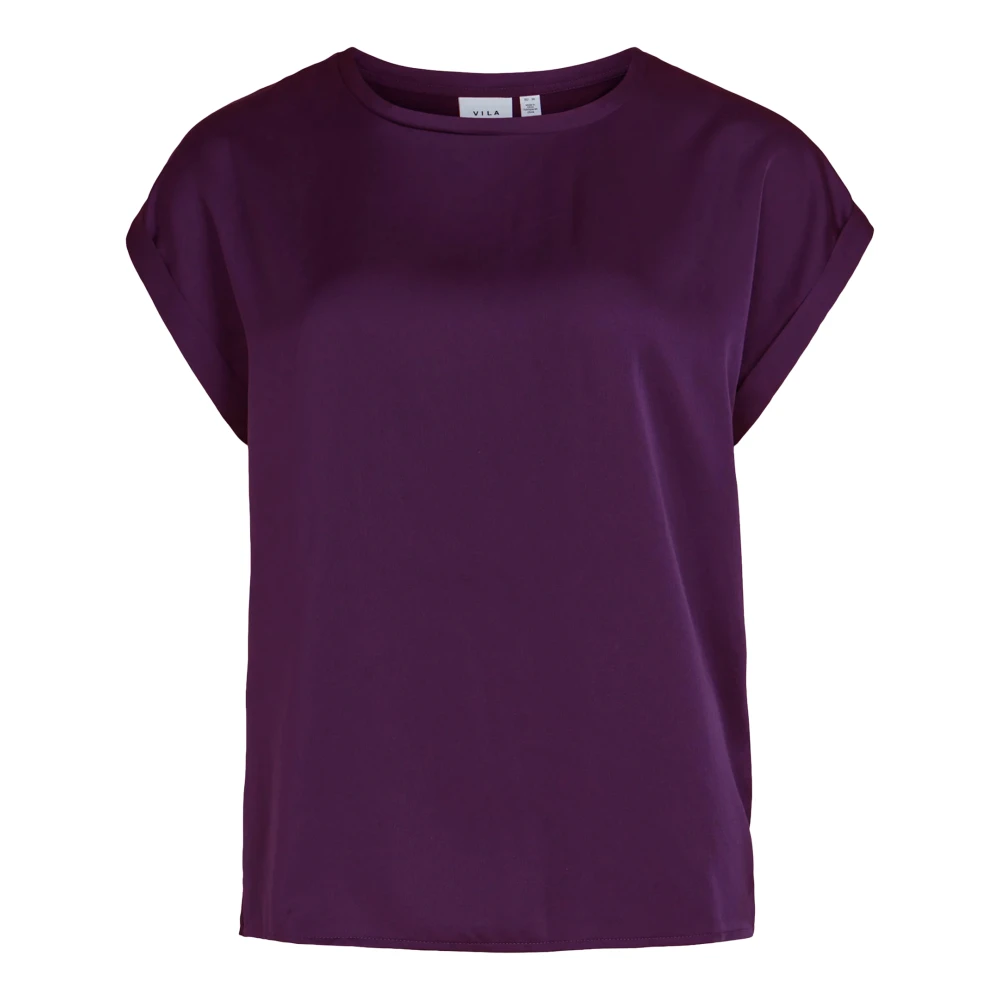 Vila Satin Top Dames T-Shirt Lente Zomer Purple Dames