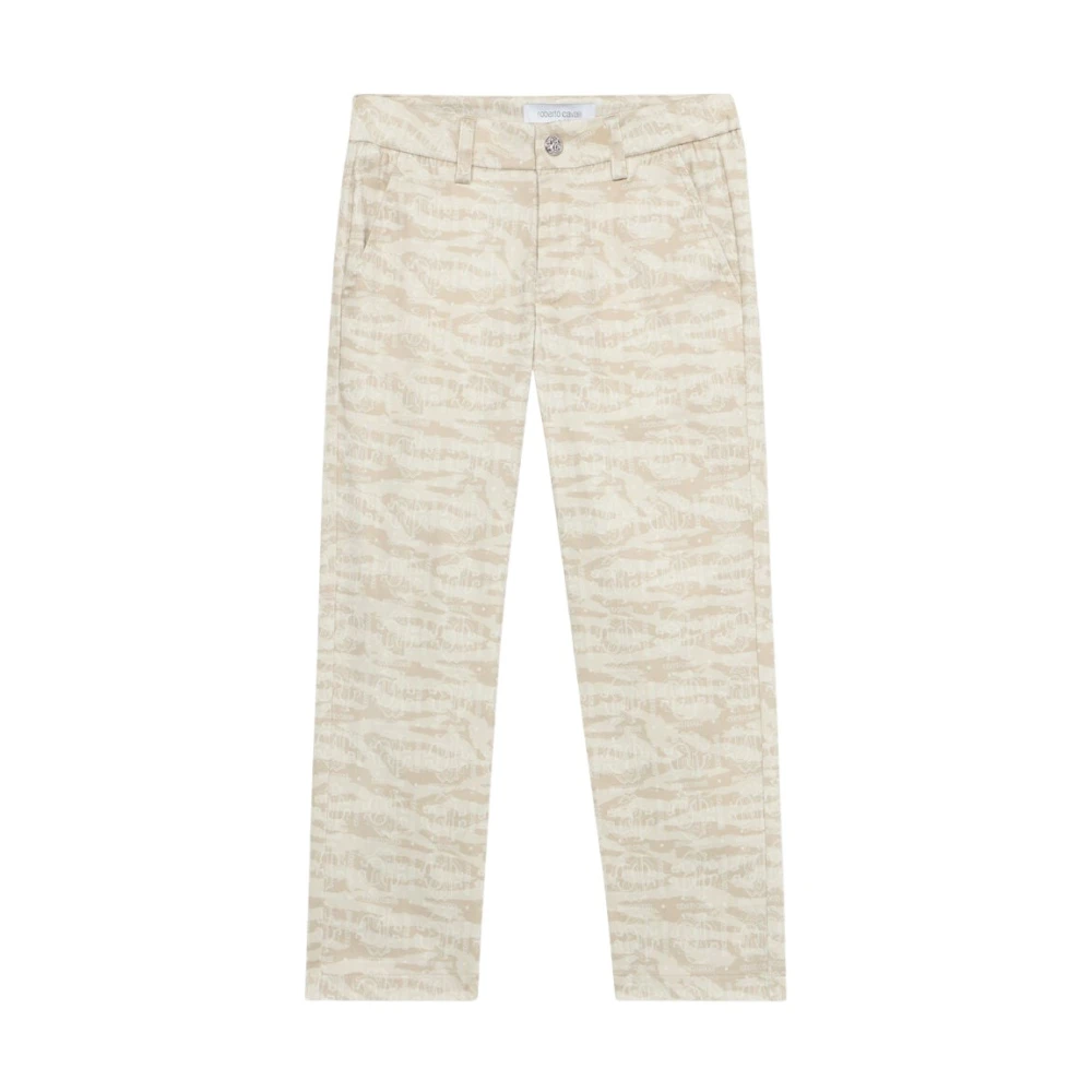 Roberto Cavalli Men's Beige Tiger Skin-Print Stylish Stretch Pants