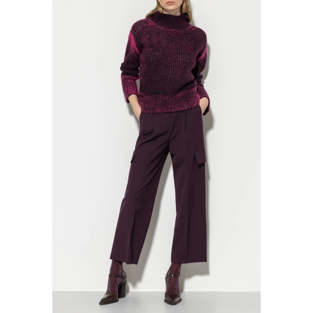 LUISA CERANO Cargo Broek in Zacht Techno Wol Red Dames
