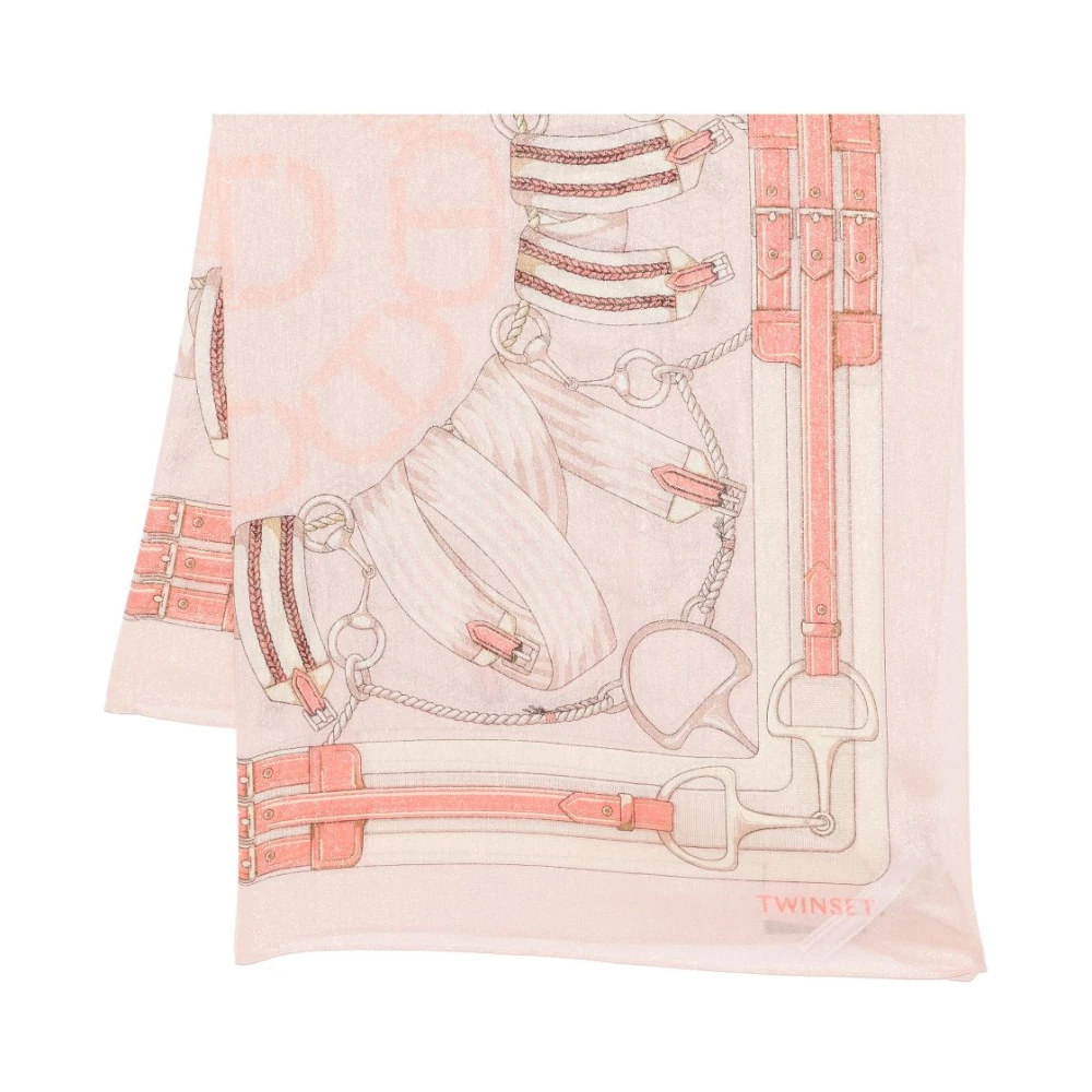 Twinset Roze Vierkante Sjaal Wraparound Stijl Multicolor Dames