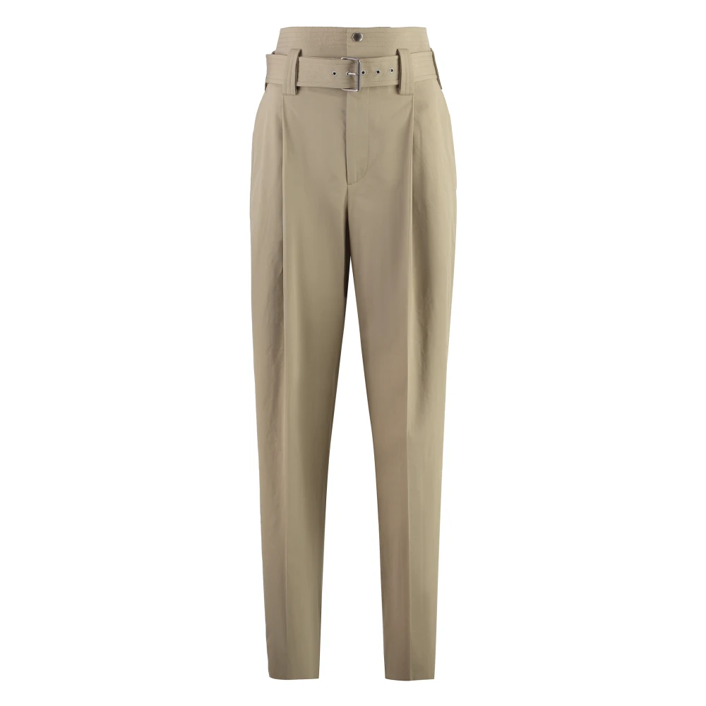 Bottega Veneta Women's Beige Compact Cotton Trousers - Tapered Trousers - 2XS - Trousers