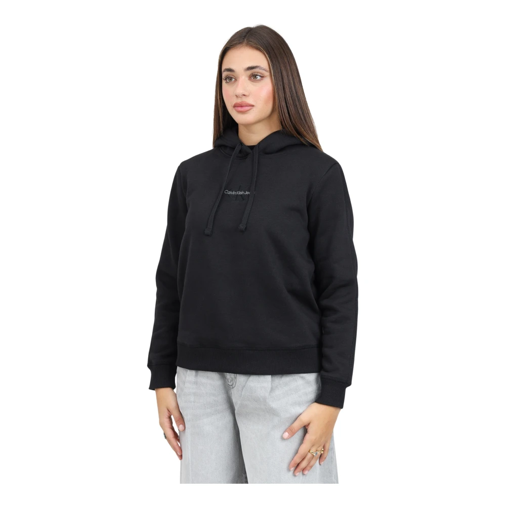 Calvin Klein Jeans Zwarte hoodie met essentieel ontwerp Black Dames