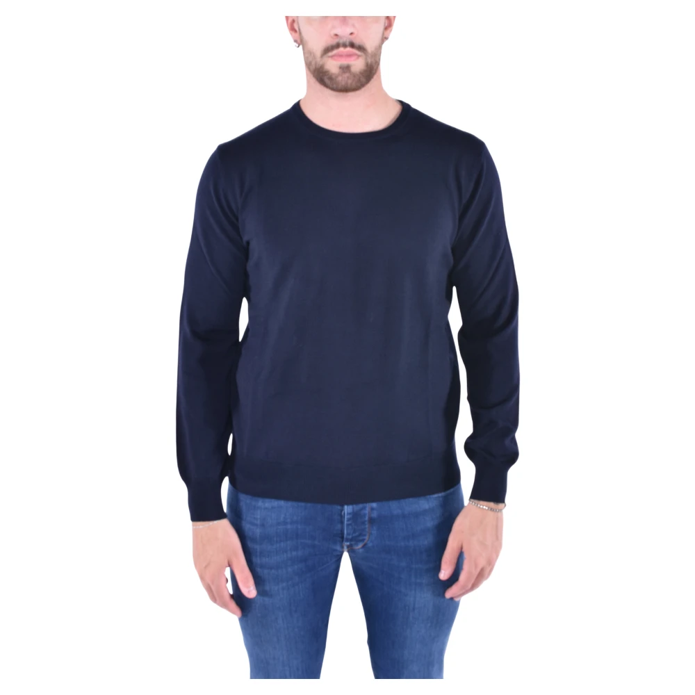 Kangra Men's Blue Merino Wool Crewneck Sweater