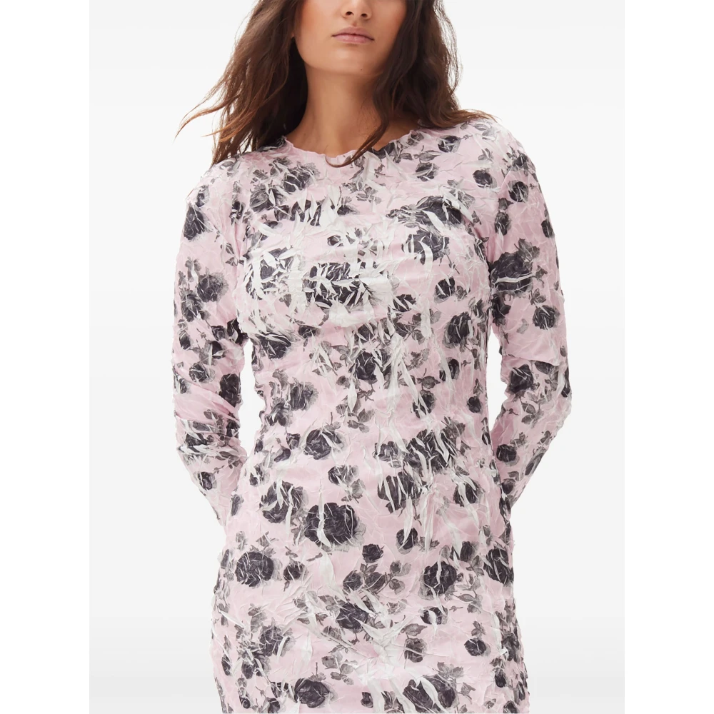 Ganni Roze Jurk met Hoge Split Multicolor Dames