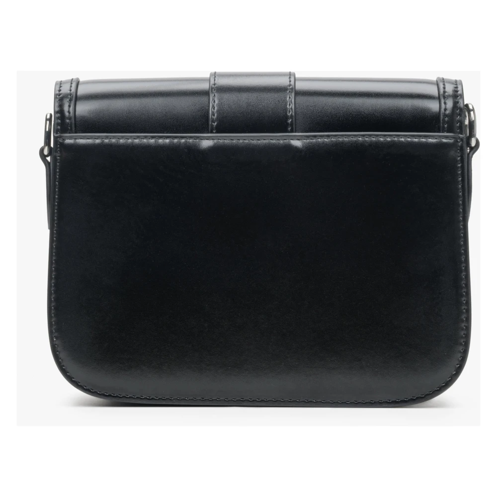 Estro Dames Kleine Licht Zwarte Handtas gemaakt van Echt Leer met Zilveren Hardware Er00113899 Black Dames