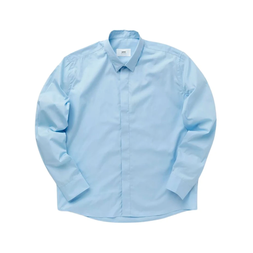 Ami Paris Klassieke Tonal Shirt met Lange Mouwen Blue Heren