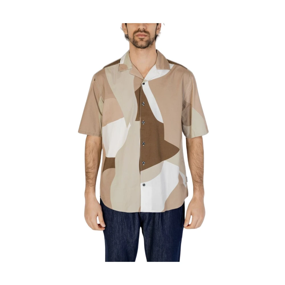 Only & Sons , Short Sleeve Shirts, Male, Multicolor, Xl, Brown Cotton Short Sleeve Shirt