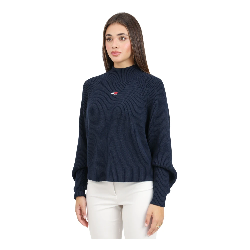 Tommy Jeans Blauwe Ballonmouw Trui Blue Dames