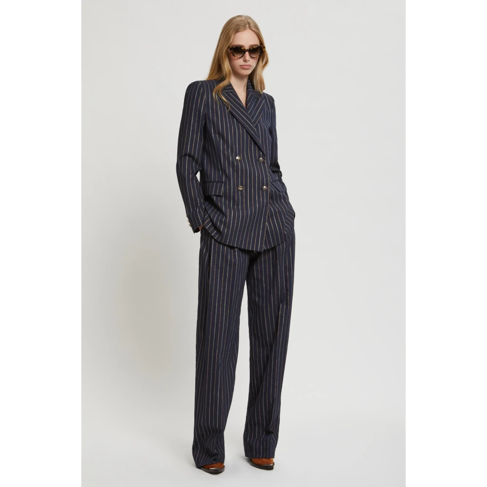 Ermanno Scervino Lurex Blazer met Araldic Knopen Blue Dames