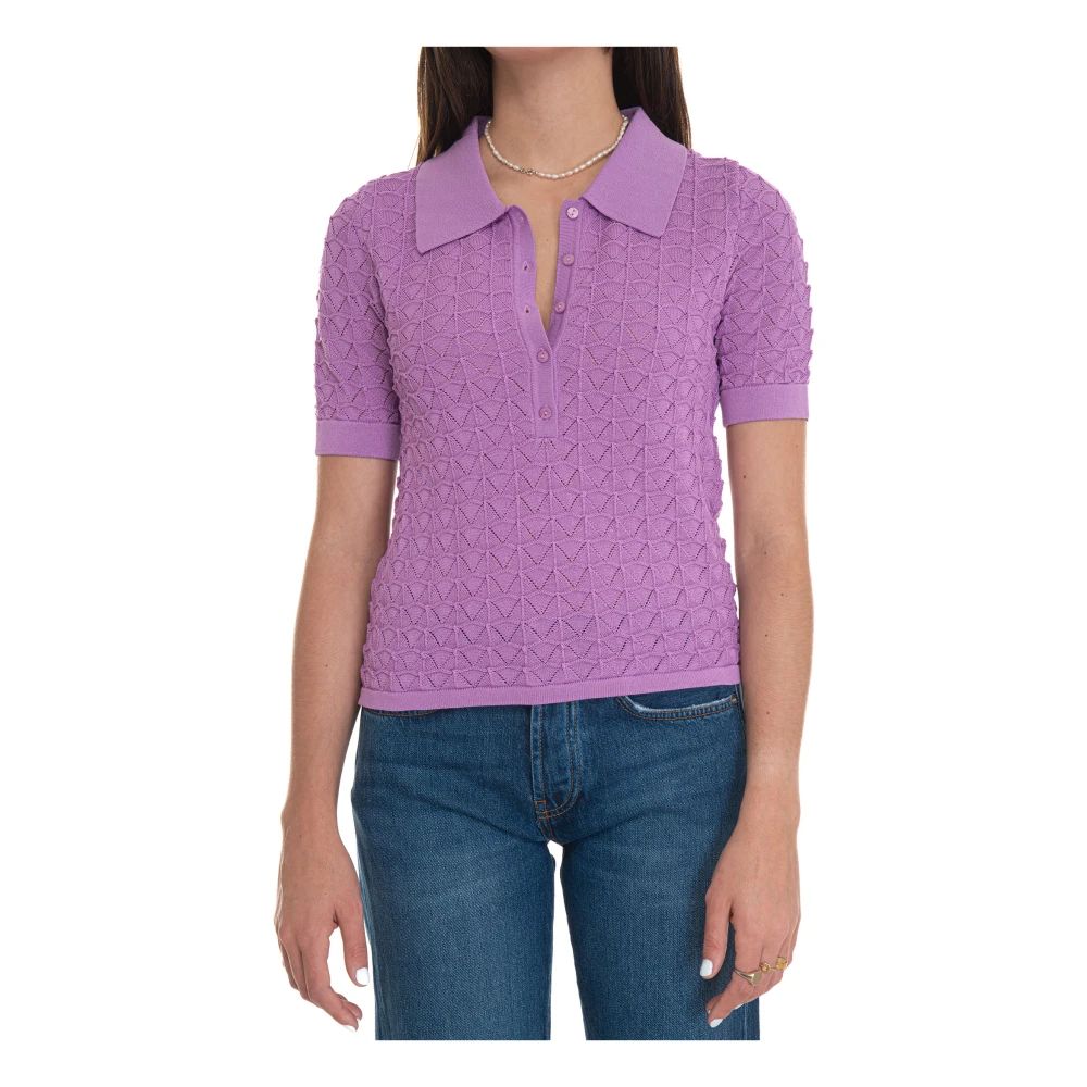Suncoo Korte mouw polo in punto canestro Purple Dames