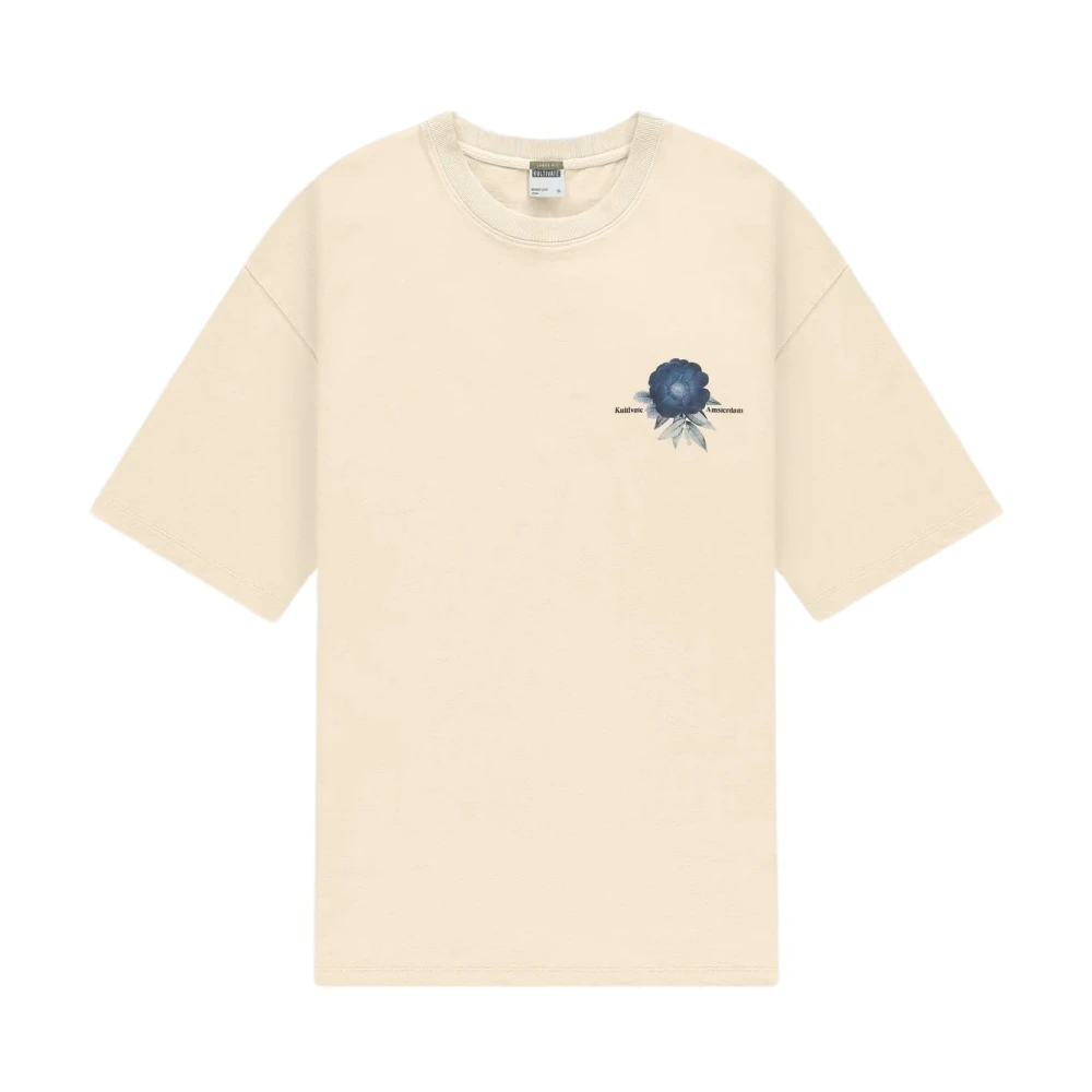 Kultivate Evasion T-shirt met Groot Print Beige Heren