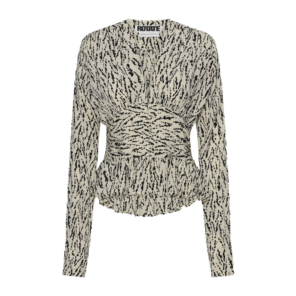 Rotate Birger Christensen Blouse met zebraprint en ruches aan de zoom Multicolor Dames