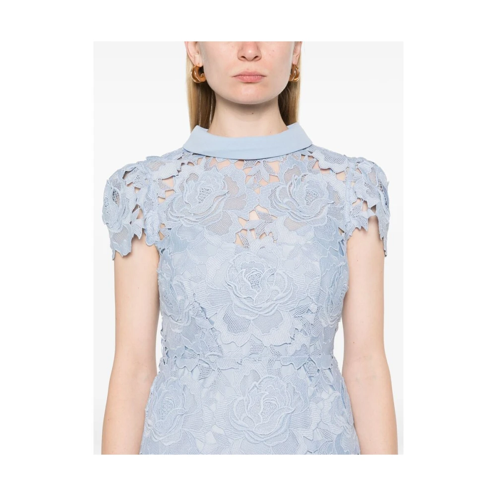 Self Portrait Uitlopende Zoom Blauwe Jurk Blue Dames