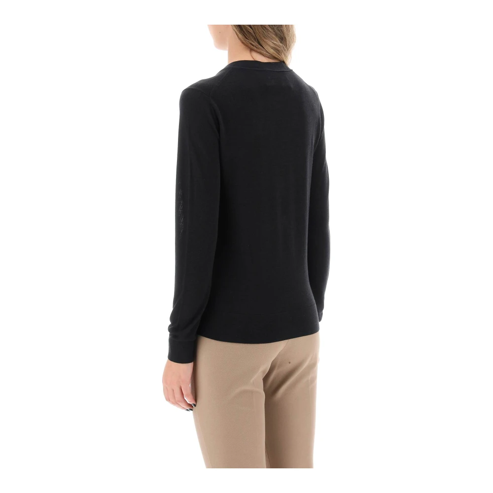 TORY BURCH Simone Wol Zijde Vest V-Hals Black Dames