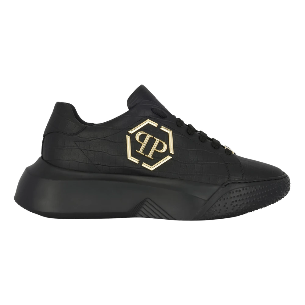 Philipp Plein Crocco Godzilla Runner unisex Schoenen Zwart