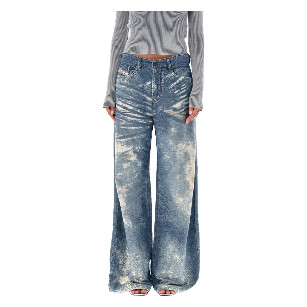 Diesel Vintage-geïnspireerde Blauwe Wide-leg Jeans Aw24 Blue Dames