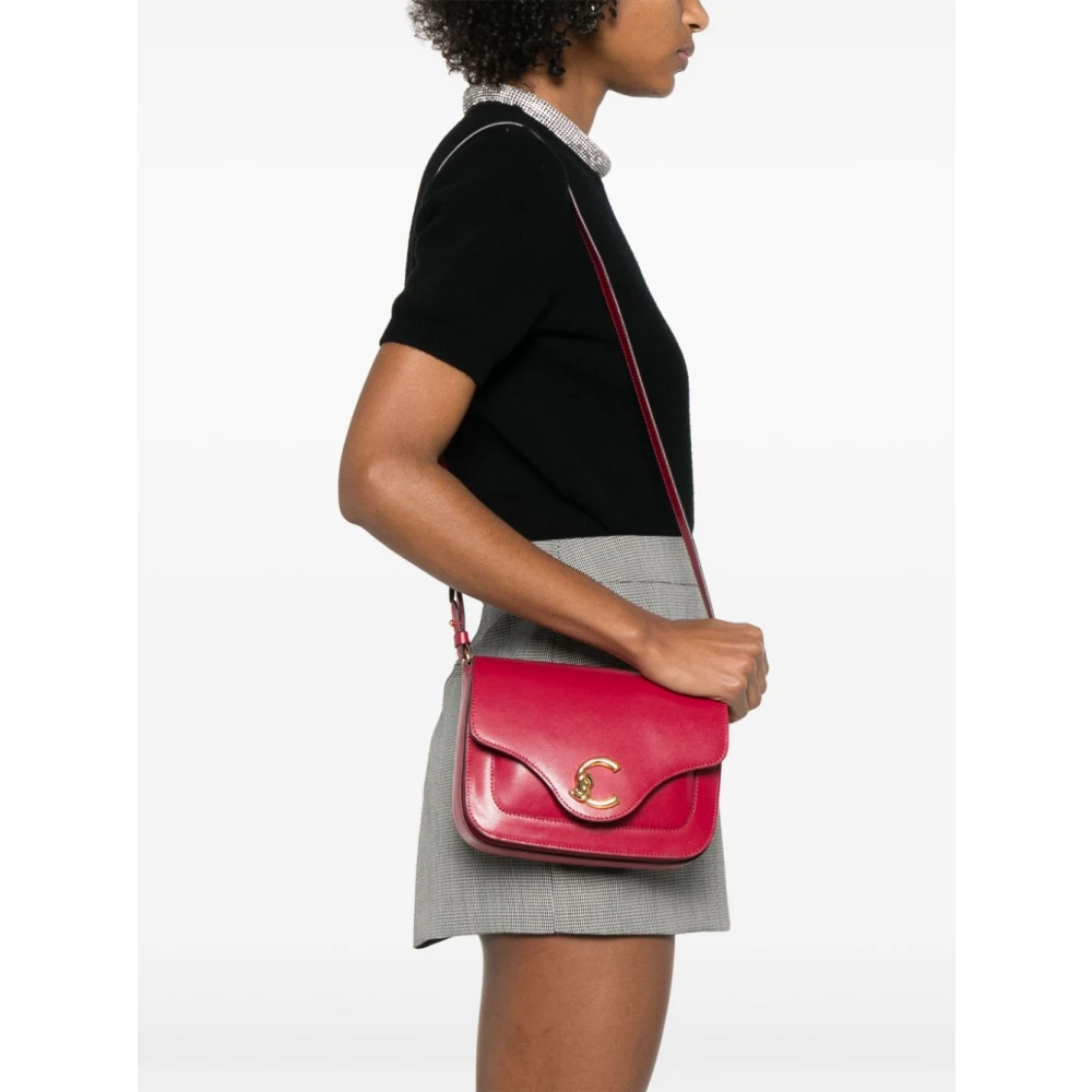 Coccinelle Rode Leren Crossbody Tas met Logo Red Dames