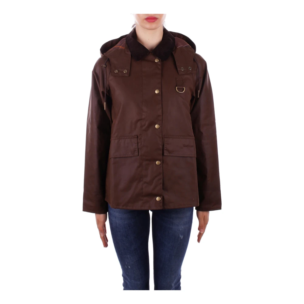 Barbour Afneembare capuchon gewaxte katoenen jas Brown Dames