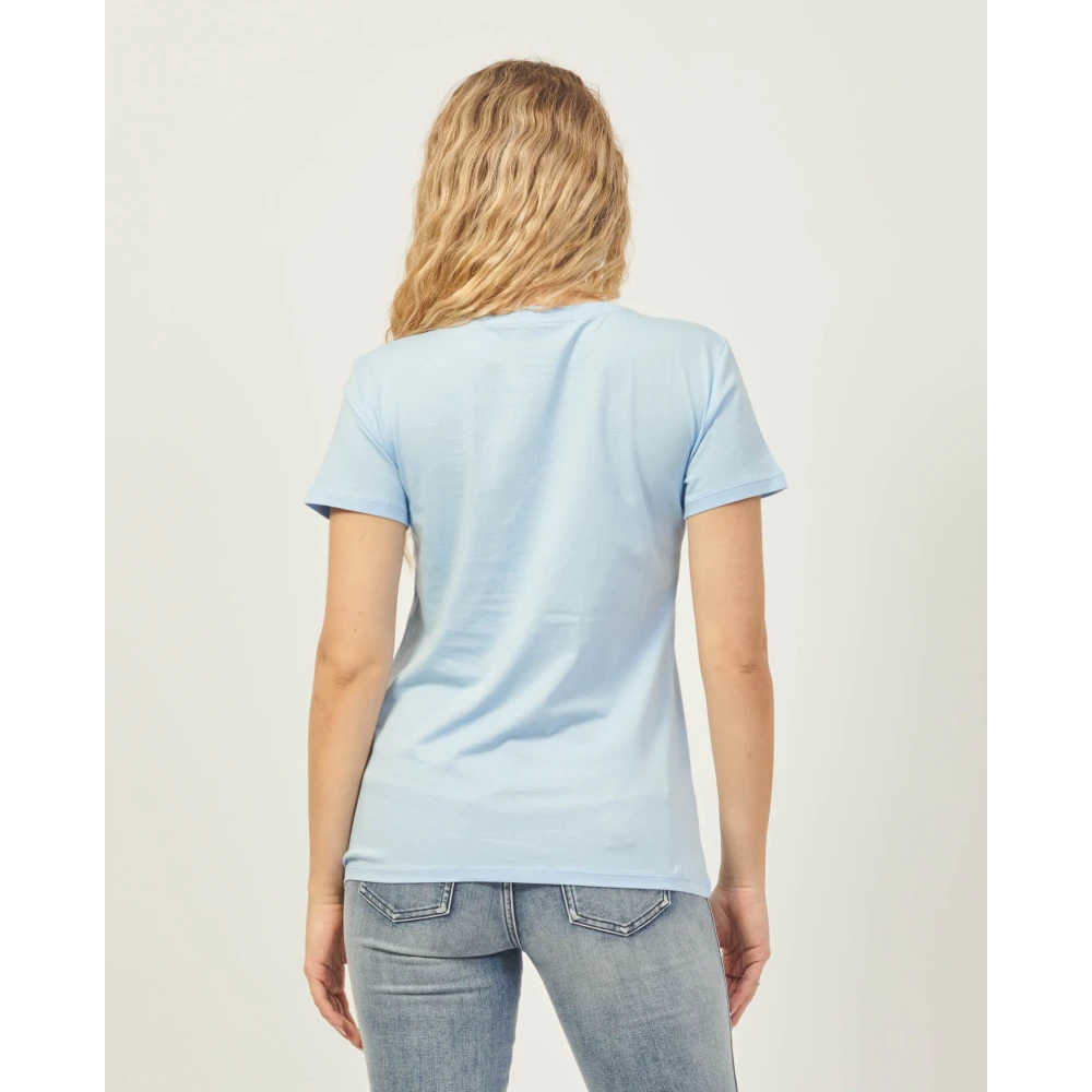 Armani Exchange Blauwe Organische Katoen Logo Print T-shirt Blue Dames