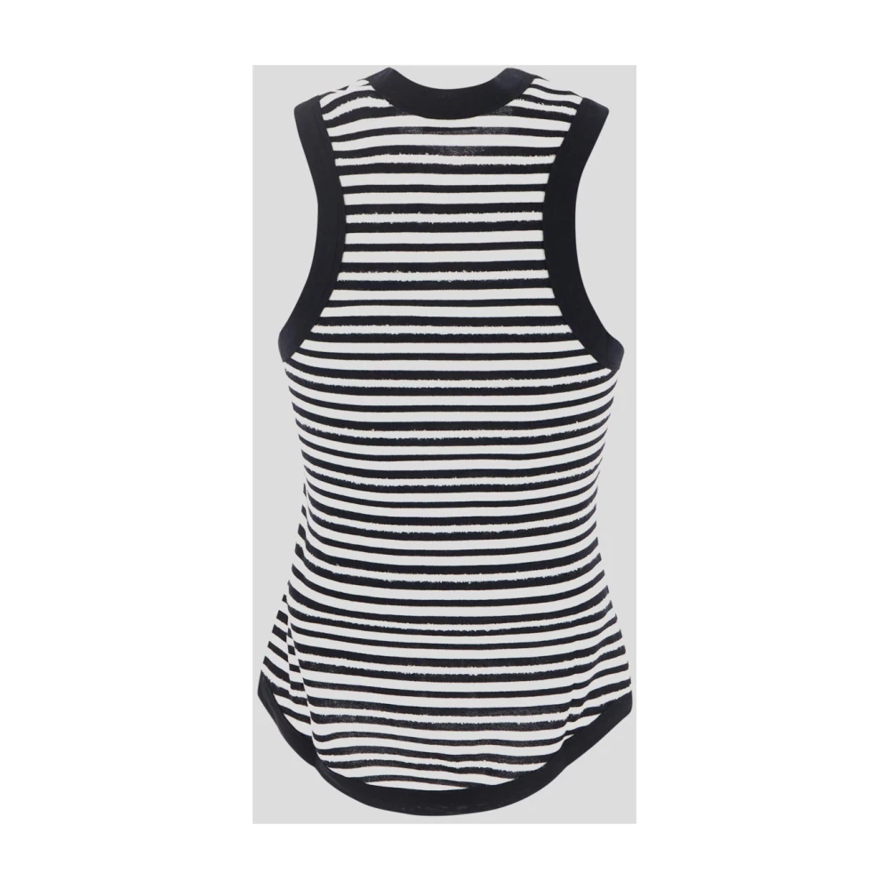 Saint Laurent Gestreepte Katoenen Tanktop Black Dames