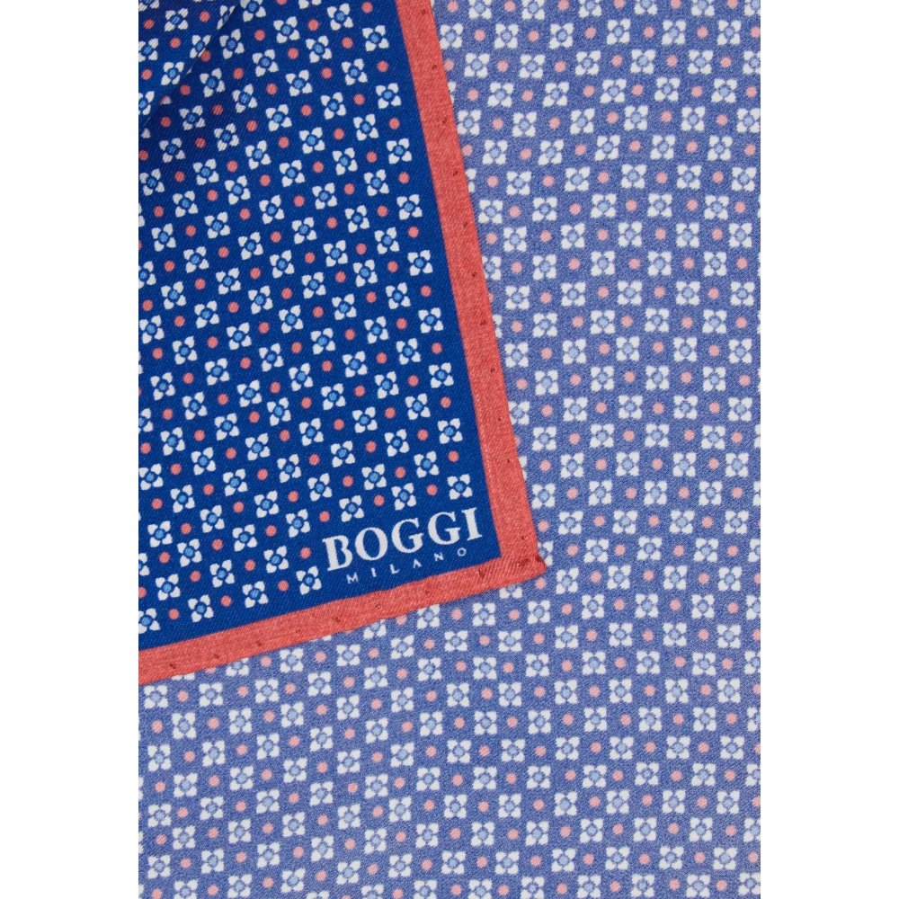 Boggi Milano Bloemen zijden pochet Blue Heren