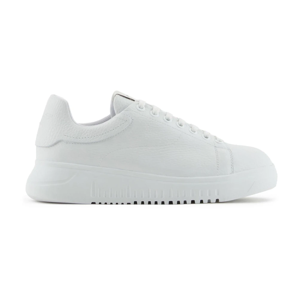 Emporio Armani Kvinno Vit Skor Dam, 38 Eu, Läder, A Lädersneakers