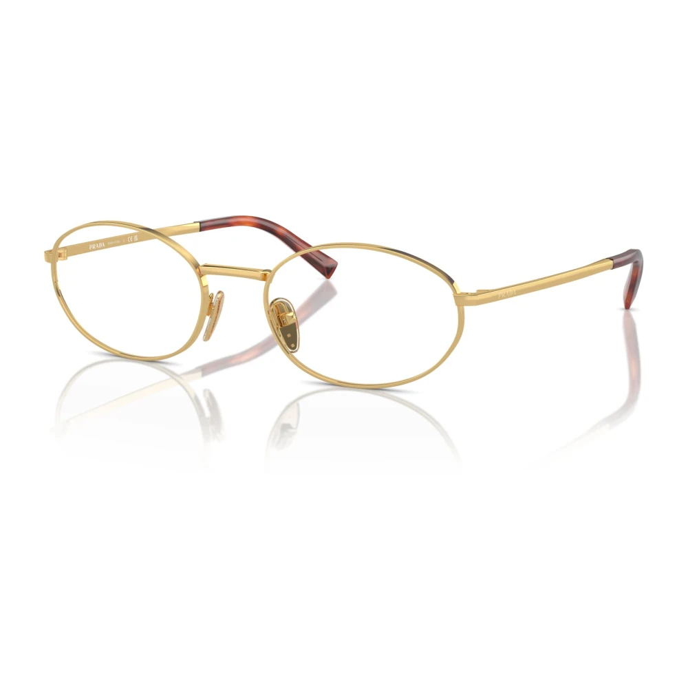 Prada Unisex Yellow Stylish Eyewear Frames In Gold Black Medium