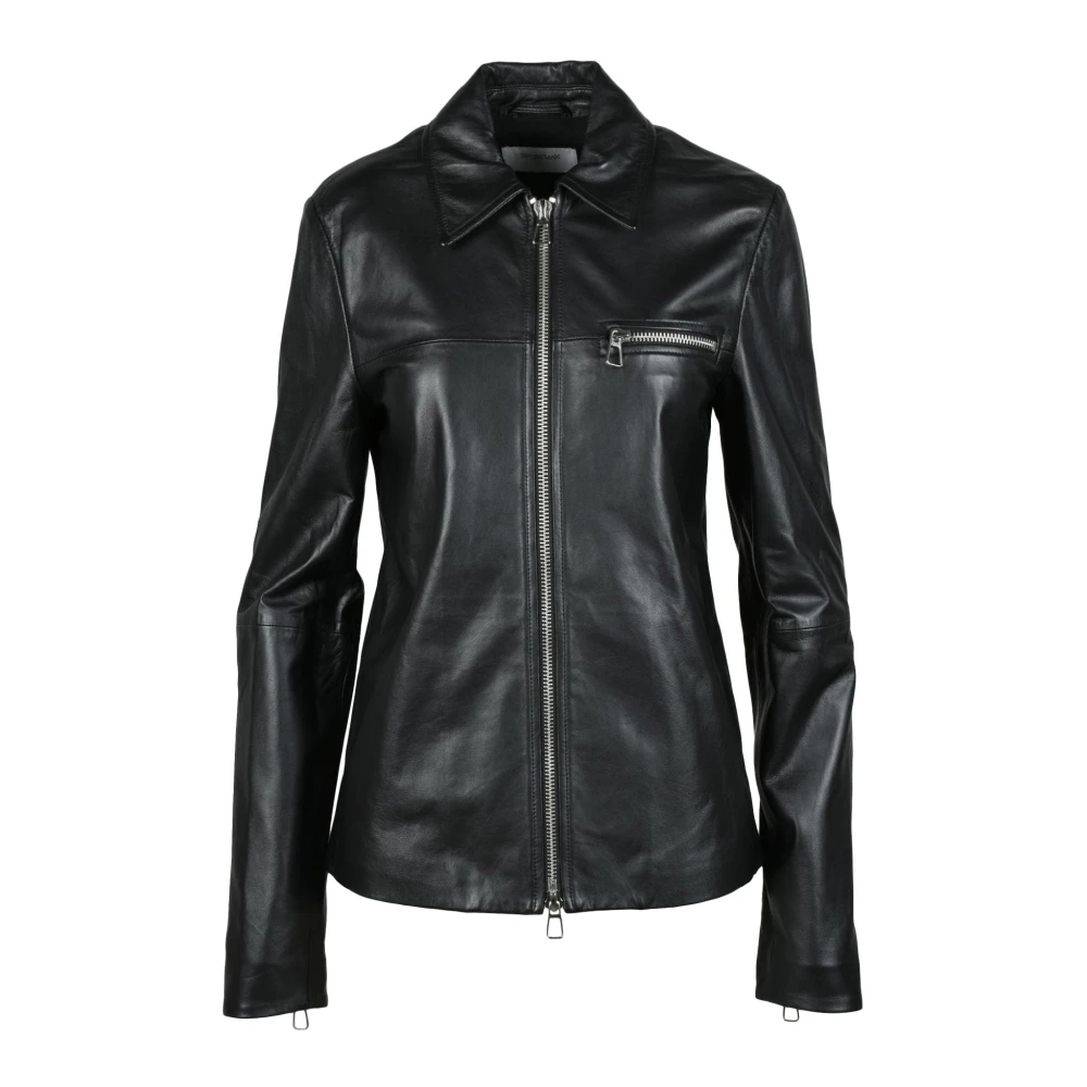SPORTMAX Leren Jas 100% Lamsvacht Black Dames