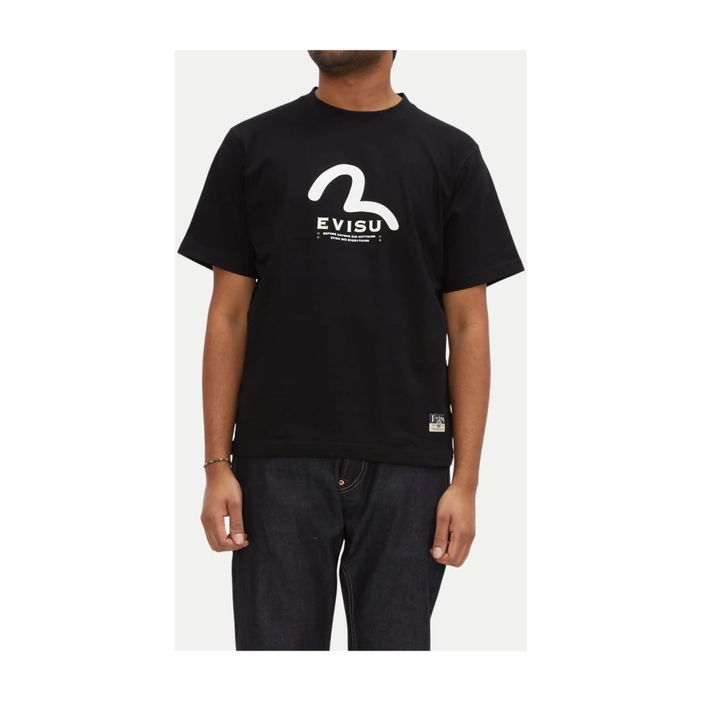 Evisu Zwart Katoen Regular Fit T-Shirt Black Heren