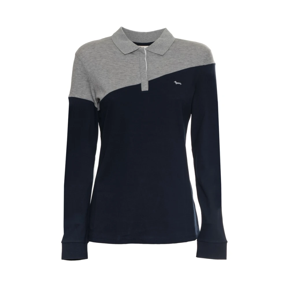 Harmont & Blaine Lange mouw polo shirt in twee kleuren Blue Dames