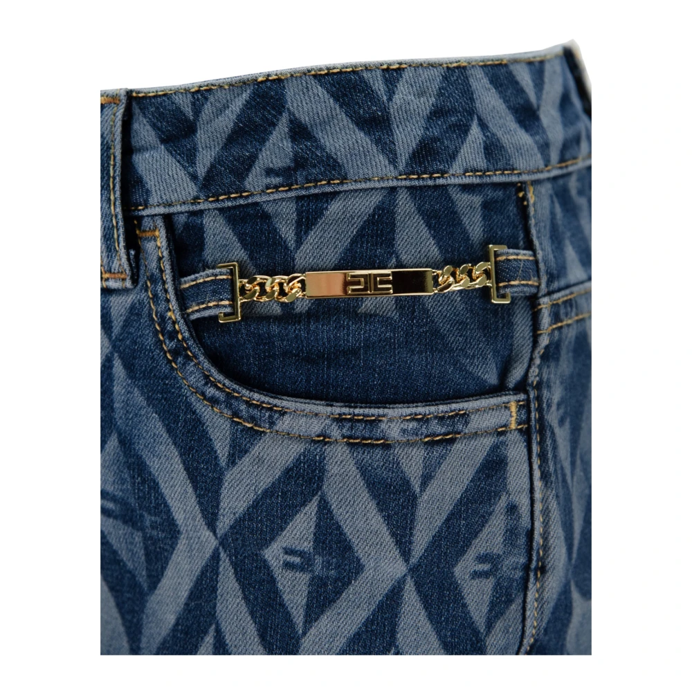 Elisabetta Franchi Gouden knoop rits jeans Blue Dames