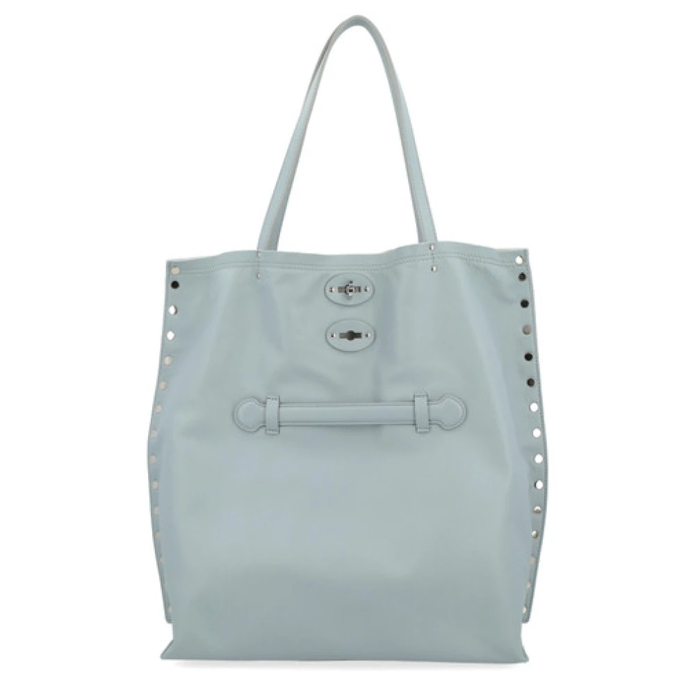 Zanellato Blauwe Leren Shopper Tas Saeta Blue Dames