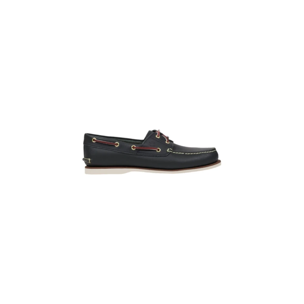 Timberland Men's Blue Leather Moccasins With Rubber Sole - Boat Shoes - 8 Uk- Shoes