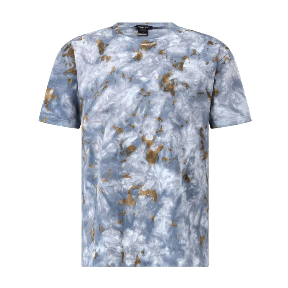 Avant Toi Katoenen T-shirt met abstract patroon Blue Heren