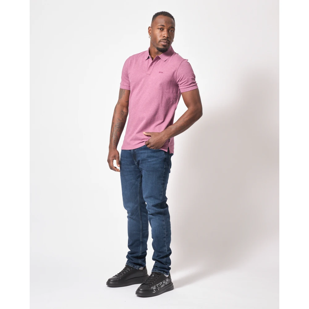 Hugo Boss Paarse Polo Shirt met Geborduurd Logo Purple Heren