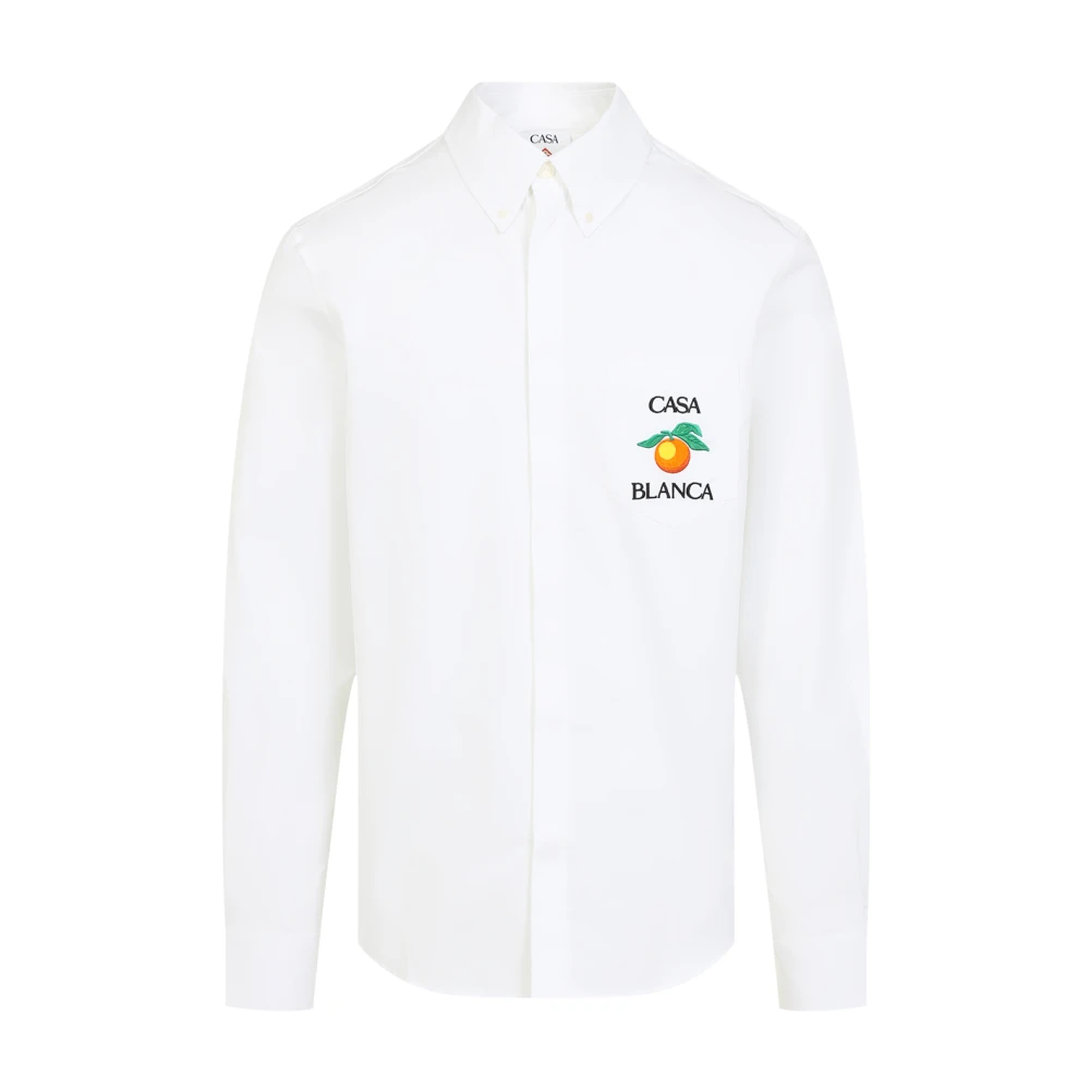 Casablanca Witte Button-Down Shirt met Logo Borduursel White Heren