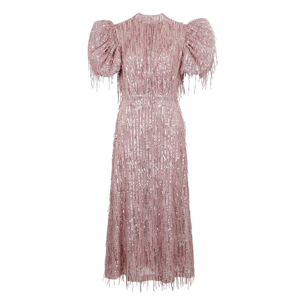 Rotate Birger Christensen Lange paillettenjurk Pink Dames