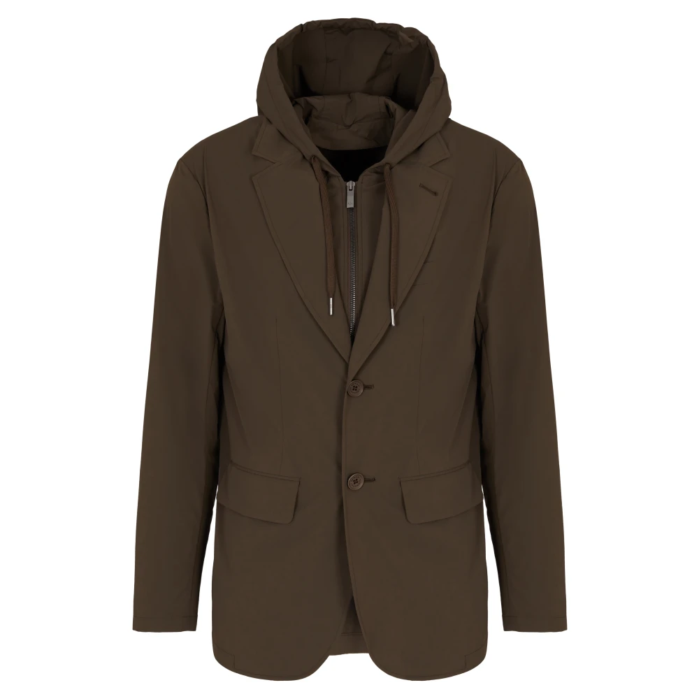 Armani Exchange Men's Green Sweat Blazer With Removable Chest Panel And Hood - Blazers - L - Jackets