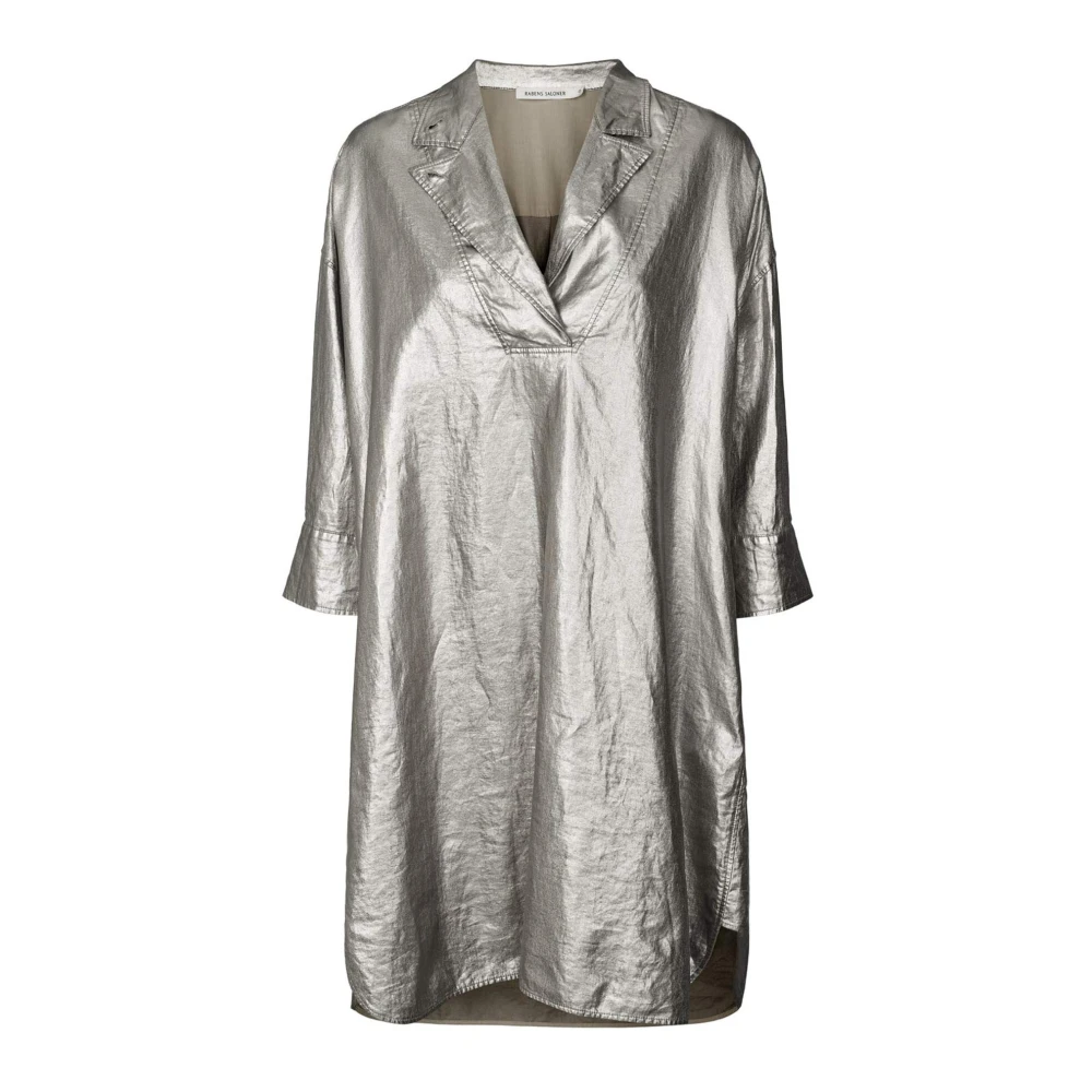 Rabens Saloner Zilveren Kaftan met ¾ Mouwen Gray Dames