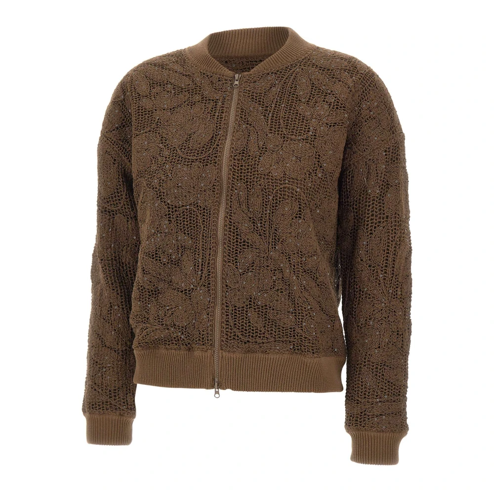 Kangra Women's Brown Bomber Jacket - Cardigans - Xs - Knitwear