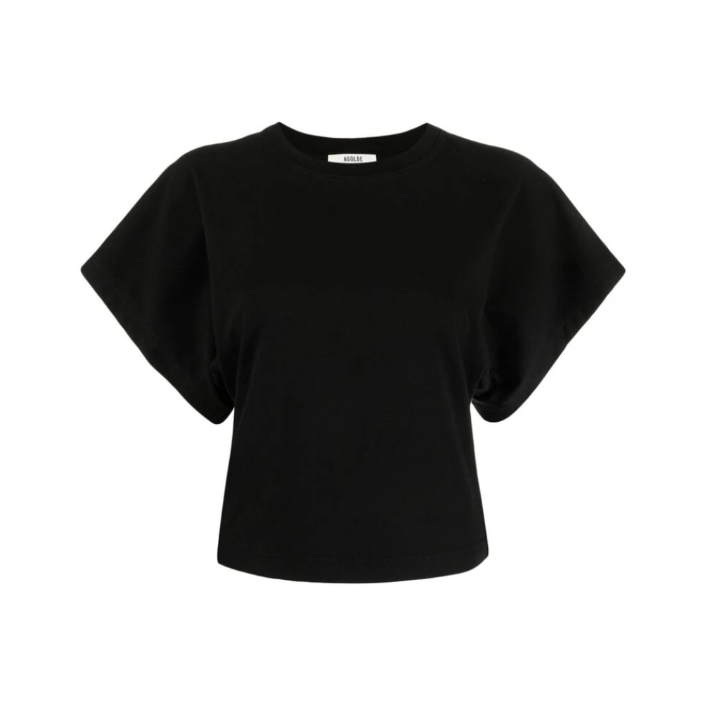 Agolde Zwart Katoenen Dolman Mouw T-Shirt Black Dames