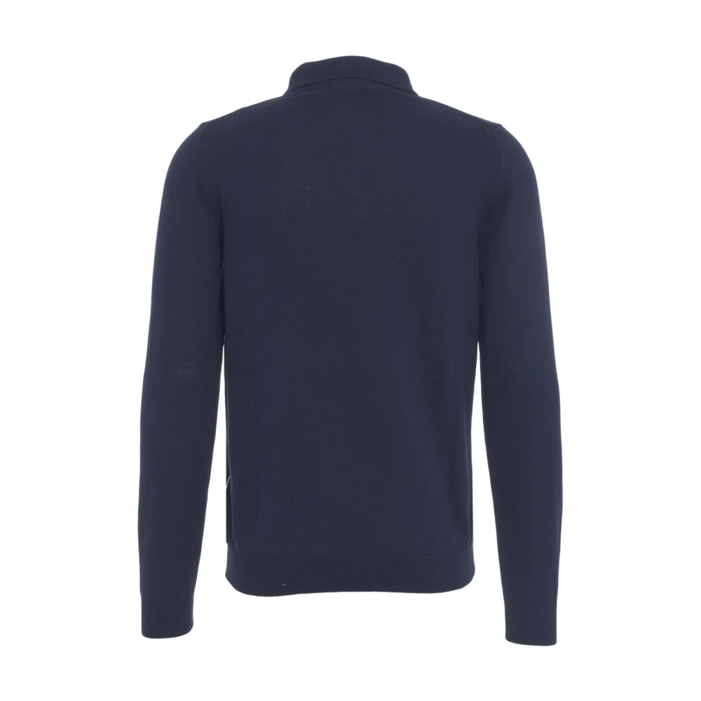 add Blauw Gebreid Poloshirt Casual Elegantie Blue Heren