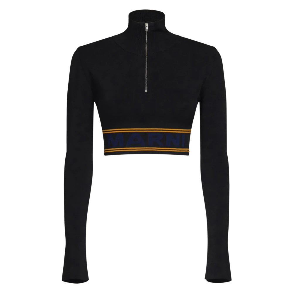 Marni Women's Black Striped Roll Neck Jumper - Turtlenecks - S - Knitwear