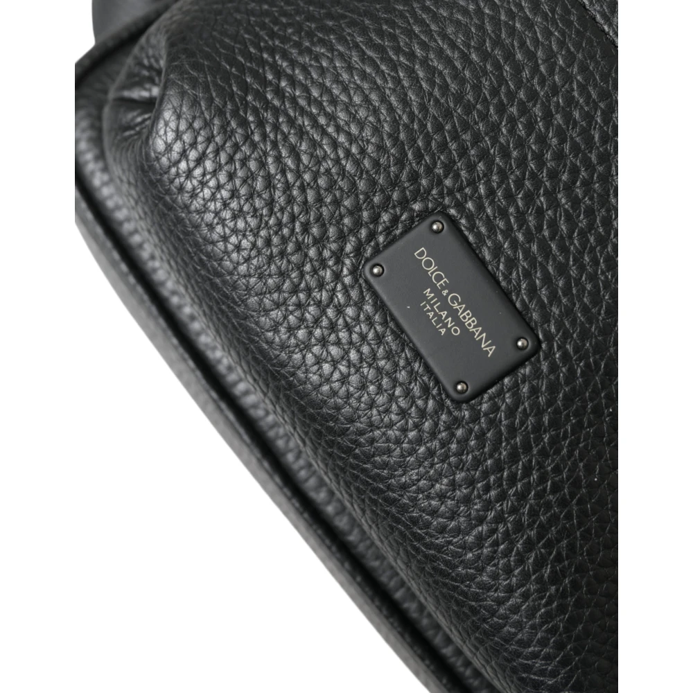 Dolce & Gabbana Elegante zwarte leren rugzak Black Heren