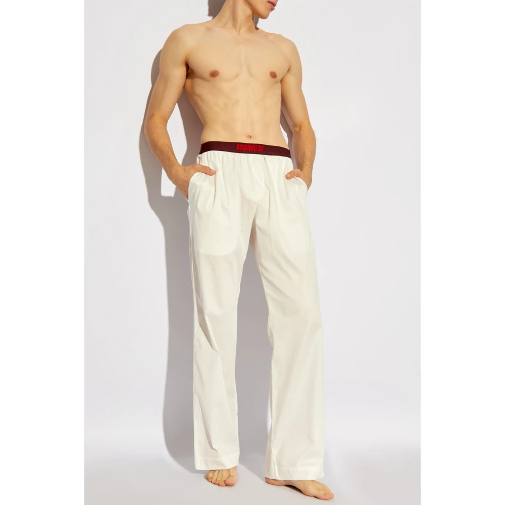 Dsquared2 Pyjamabroek met logo White Heren