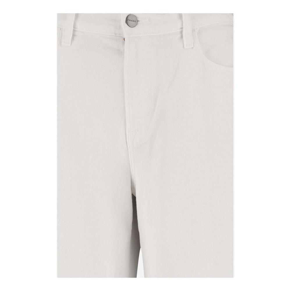 Frame Hoge Taille Wijde Pijp Witte Jeans White Dames