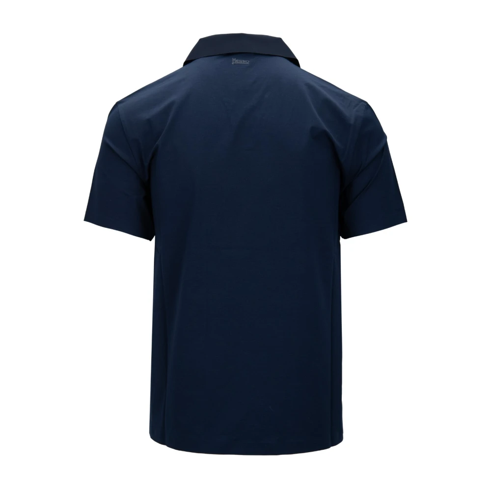 Herno Button Polo Shirt Blue Heren